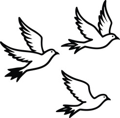 Fototapeta premium Flying Birds Silhouette Line Art Minimalist Sky Vector Illustration