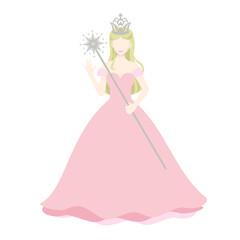 Vector art of The “Good Witch of the South” with her dress and magic wand.Reminiscent of the Wizard of Oz and other fairy tales.