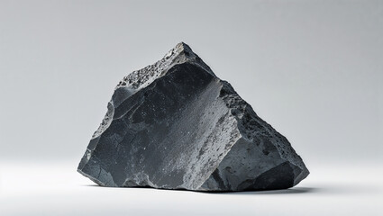 Triangular piece of shale rock on white background geological sample