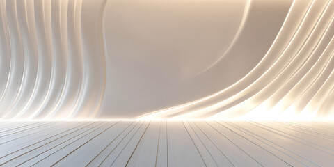 Elegant Curved Beige Interior with Soft Glow

