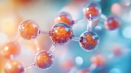 Molecular view of unsaturated lipids supporting cardiovascular health, vibrant 3D concept, science and wellness focus