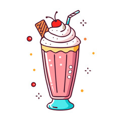 milkshake with whipped cream icon, milkshake with whipped cream vector illustration-simple illustration of milkshake with whipped cream, perfect for milkshake with whipped cream logos and icons