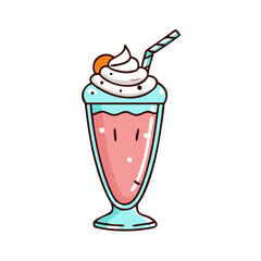 milkshake with whipped cream icon, milkshake with whipped cream vector illustration-simple illustration of milkshake with whipped cream, perfect for milkshake with whipped cream logos and icons