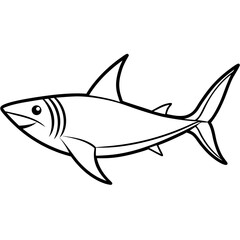 Minimalist Mako Shark Line Art