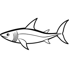 Minimalist Mako Shark Line Art