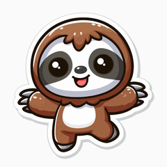 Obraz premium A joyful, cartoon sloth wearing a brown costume, presented in a cute and playful style.