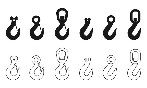 lifting hook icon set vector illustration isolated on white background.