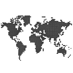Dotted map of the world in black on a transparent background