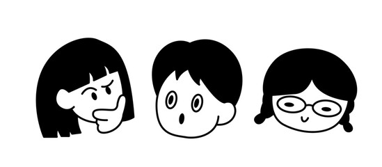 cartoon face man woman
