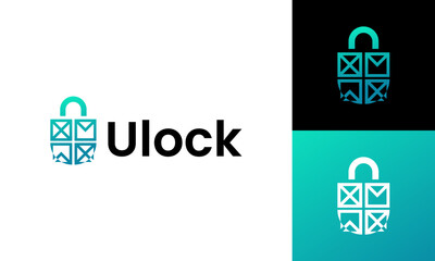 Letter U Security, lock and safety icon vector logo design template