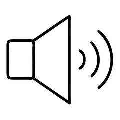 Sound speaker icon in black outline, Vector illustration of a speaker icon on transparent background