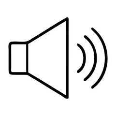 Sound speaker icon in black outline, Vector illustration of a speaker icon on transparent background