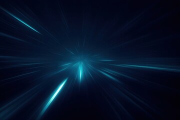 A dynamic abstract light effect featuring streaks of blue and teal radiating outward. This image evokes a sense of speed and movement, perfect for illustrations in technology.