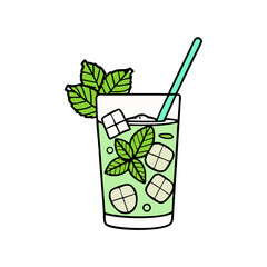mojito with mint icon, mojito with mint vector illustration-simple illustration of mojito with mint, perfect for mojito with mint logos and icons