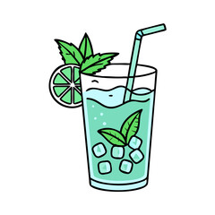 mojito with mint icon, mojito with mint vector illustration-simple illustration of mojito with mint, perfect for mojito with mint logos and icons