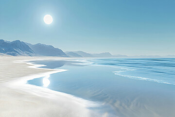 Obraz premium Pristine beach scene under a bright sun.