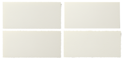 Elegant presentation of off-white textured paper rectangles with delicate deckle edges