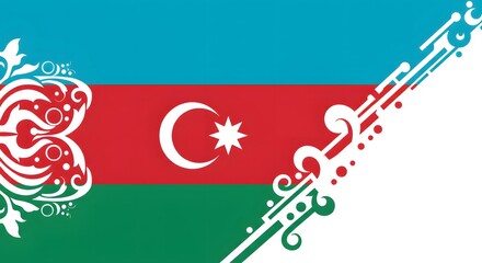 Decorative Stripes Flag with Crescent and Star Design