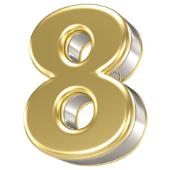 Number 8 Gold 3D