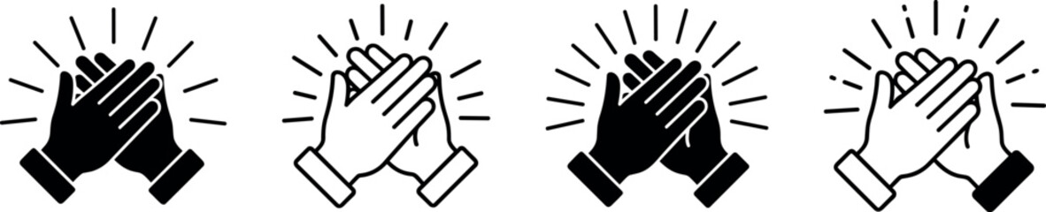 Applause flat and line icons set. Clapping hands symbol