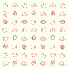 Ciplukan rambutan watermelon fruit motif, fresh tropical illustration, pastel color background
