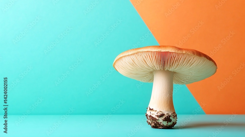 Aufkleber lone mushroom stands against a vibrant backdrop with space for text