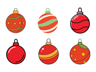 Vector of vibrant holiday tree balls classic Christmas ornaments