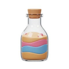 3D Bottle with Sand and Mini Beach Scene