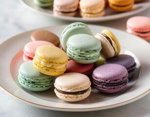 Colorful Macarons on a Plate for Dessert and Sweet Treat Inspiration