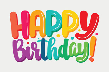 Naklejka premium Colorful Happy Birthday typography lettering on a light background