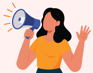 A cheerful woman character holding a loudspeaker, announcing and advertising with confidence.
Perfect for marketing, public awareness, promotion campaigns, and social media content.