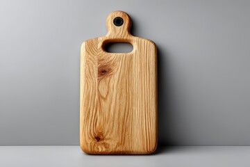 Fototapeta premium Elegant wooden cutting board positioned on a smooth kitchen surface