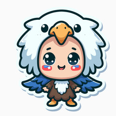 Fototapeta premium A stylized, cartoon baby wearing an eagle costume, expressing happiness.