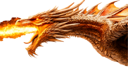 Illustration Of A Fiery Dragon Head Spewing Fire In Orange And Brown