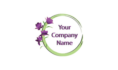 Vector postcard with purple flowers Floral logo