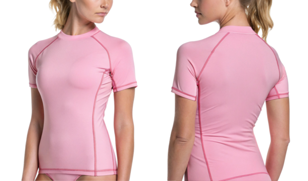 stylish pink rashguard mockup designed for water sports, showcasing comfortable fit and modern design for active lifestyles