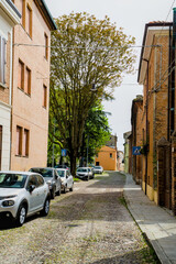 The narrow streets of the city of Ferrara (Emilia Romagna, Italy)