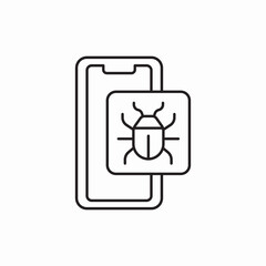 mobile phone bug error icon vector sign