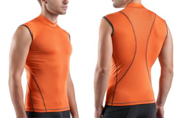 vibrant orange rashguard mockup designed for active wear, showcasing sleek fit and modern style perfect for sports enthusiasts
