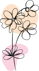 Elegant Minimalist Line Art Flowers with Abstract Shapes