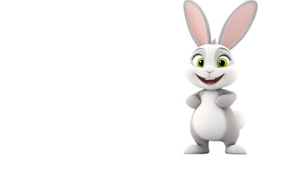 Obraz premium Title:Cheerful Cartoon Rabbit Illustration Cute Happy Bunny Character for Kids and Easter Designs