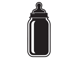 BABY BOTTLE SILHOUETTE WHITE BACKGROUND