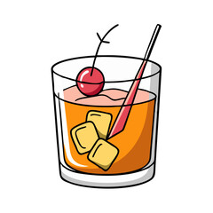 old fashioned cocktail icon, old fashioned cocktail vector illustration-simple illustration of old fashioned cocktail, perfect for old fashioned cocktail logos and icons