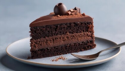 Decadent Chocolate Cake Slice with Swirls of Rich Frosting
