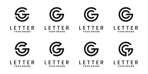 Modern G letter logo set for branding and business identity