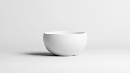 White Ceramic Bowl Minimalist Style High-key Lighting Centered Frontal View Smooth Surface Display Simple Background Bright White Mood Product Catalog Image