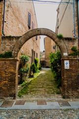 The narrow streets of the city of Ferrara (Emilia Romagna, Italy)