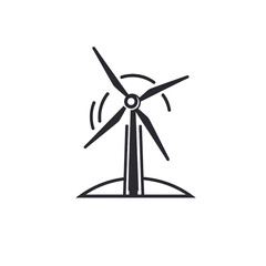 A modern wind turbine stands tall against a clear blue sky, symbolizing renewable energy and sustainability in a serene landscape , isolated on white or transparent png