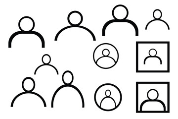 Minimalistic People Icons in Various Framed and Unframed Styles