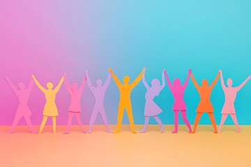 Joyful Teamwork Paper People Celebrating Achievement